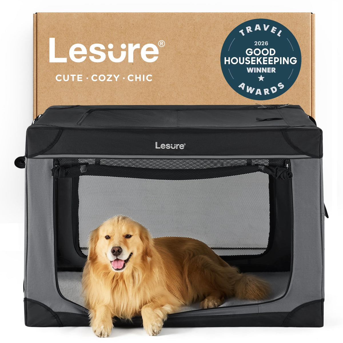 Lesure caja perro 42 pulgadas exterior robusto para viajes seguros