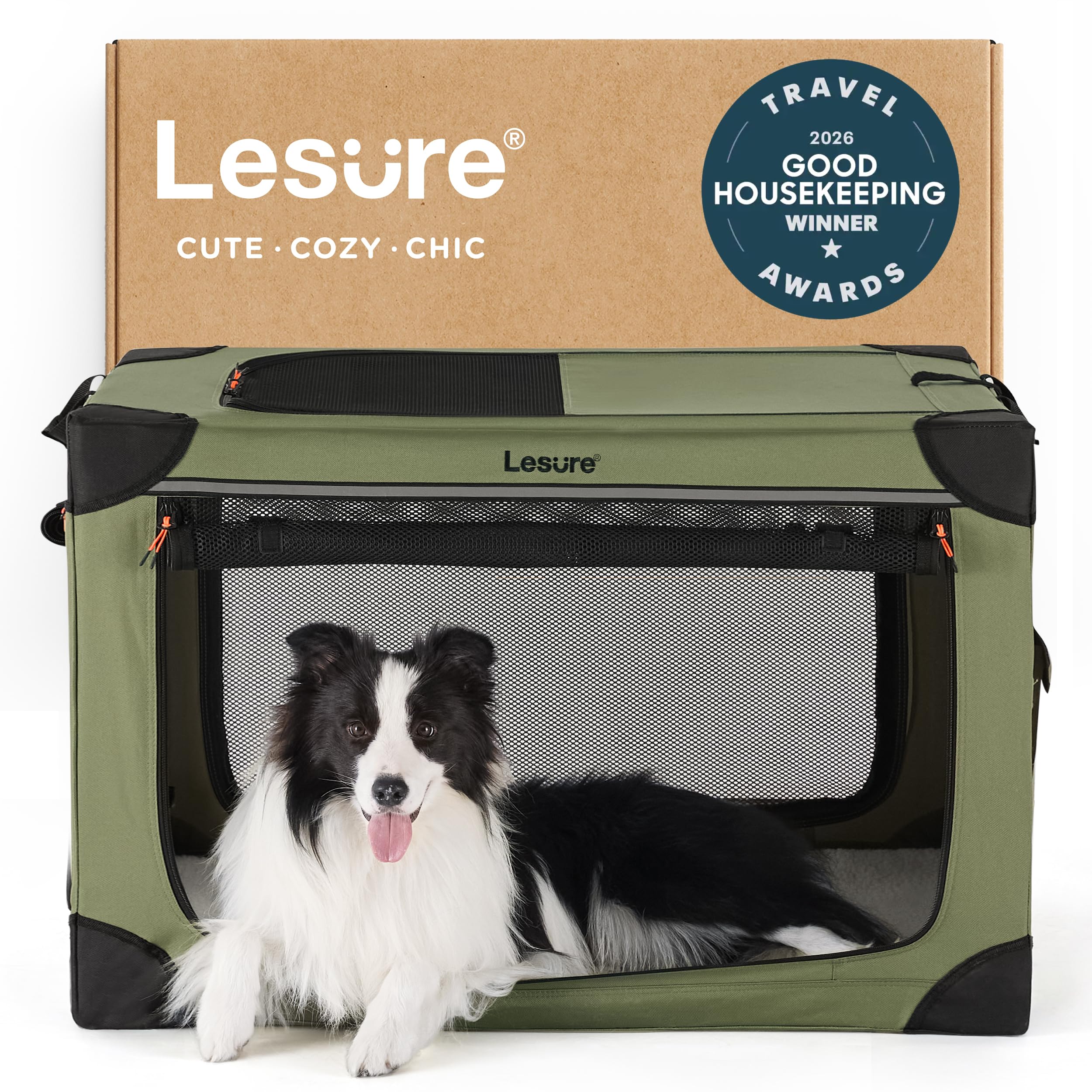 LE SURE caja perro plegable 36 pulgadas, ideal para viajes.
