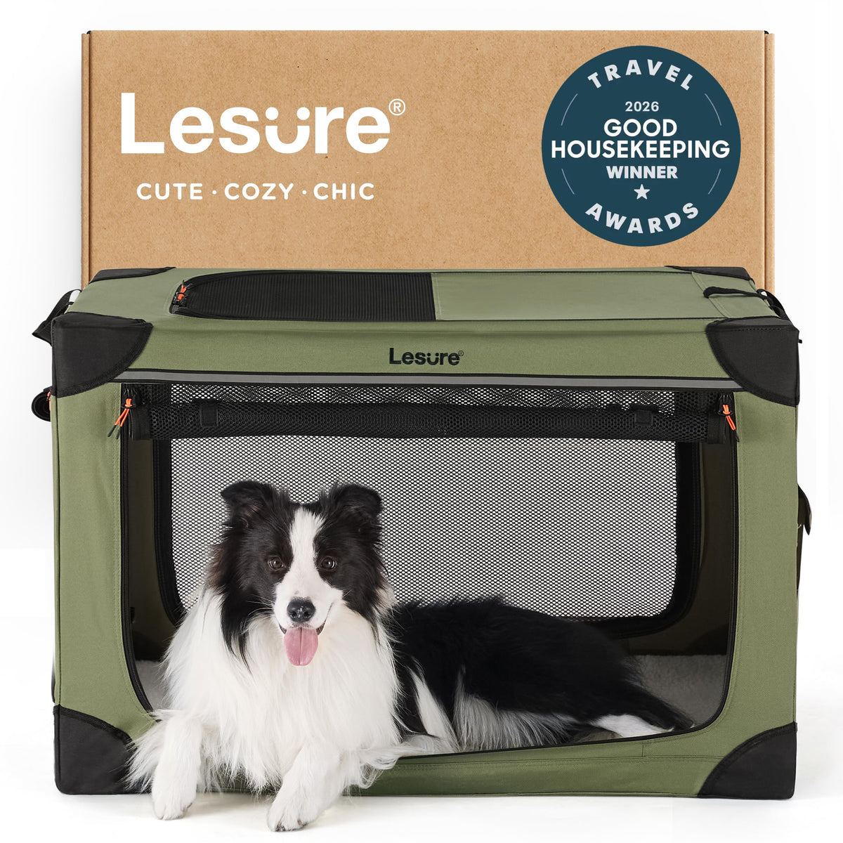 LE SURE caja perro plegable 36 pulgadas, ideal para viajes.