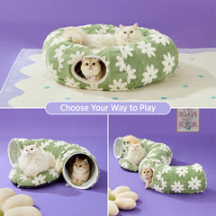 Lesure cama túnel gato lavable, cojín interior suave