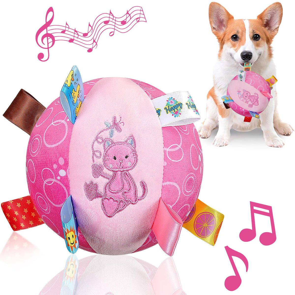 Letalong juguete para perro peluche con sonajero y tiras, ideal para juego interactivo.