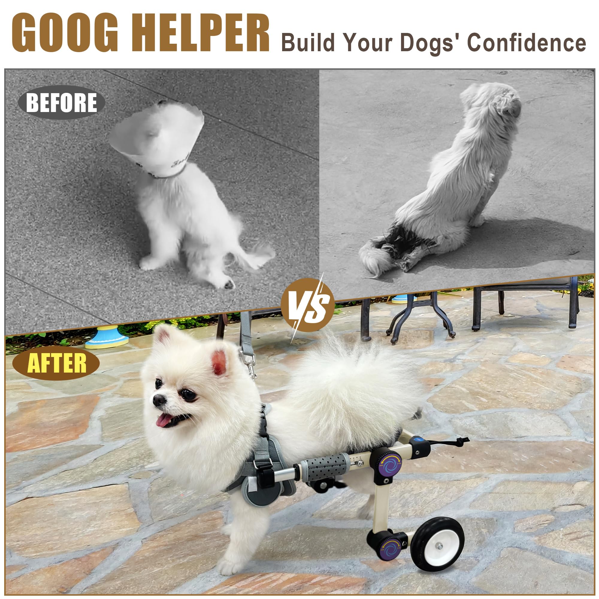 LetPetRun Silla de ruedas para perro, ajuste de ancho, comodidad adaptada