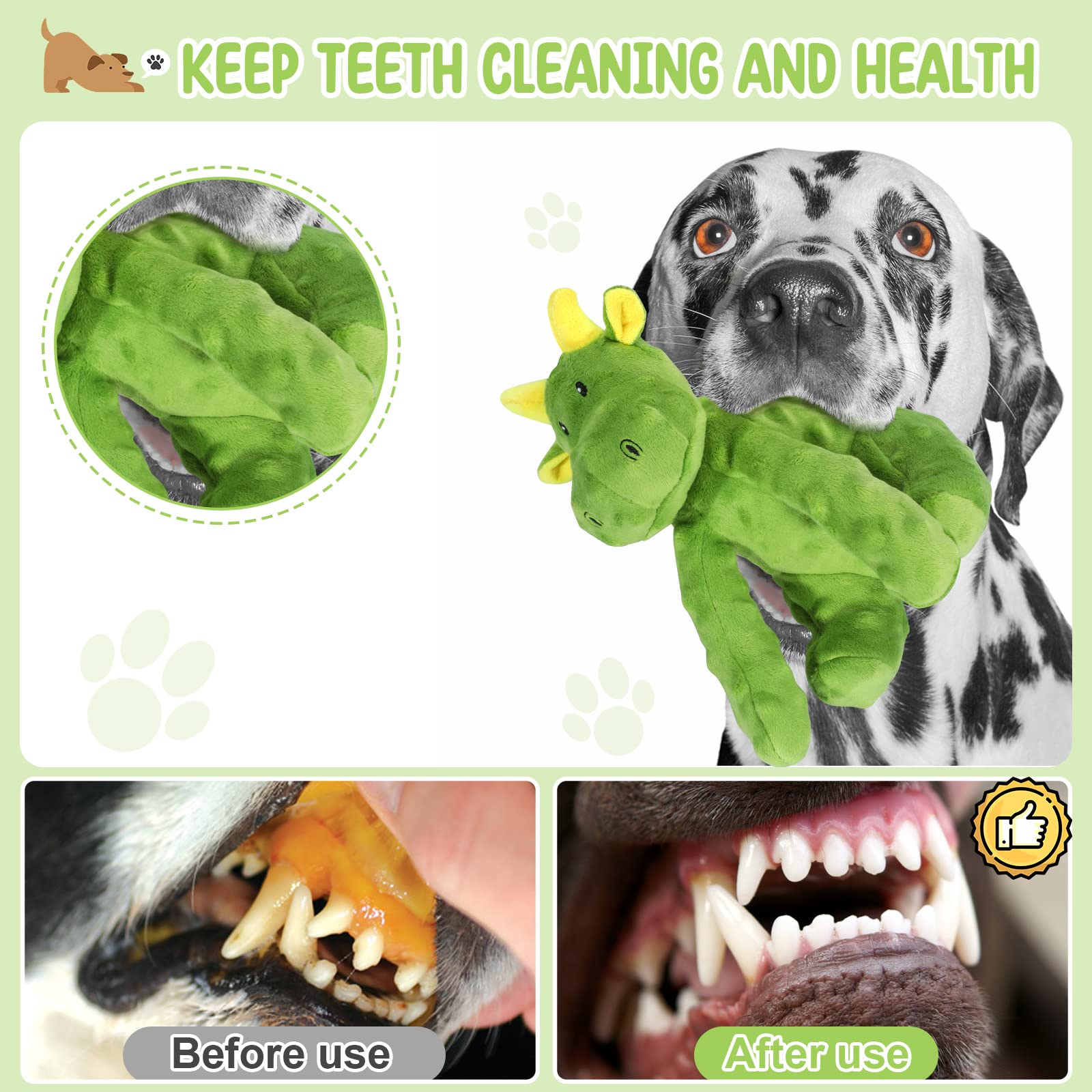 Letsmeet Juguete Perro Limpieza Dental Suave, ayuda a masajear encías durante el juego.