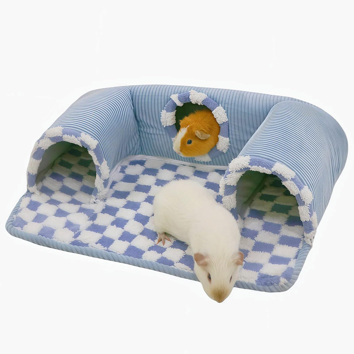 Lfokd túnel escondite azul con cama tibia, ideal para juego y descanso seguro.