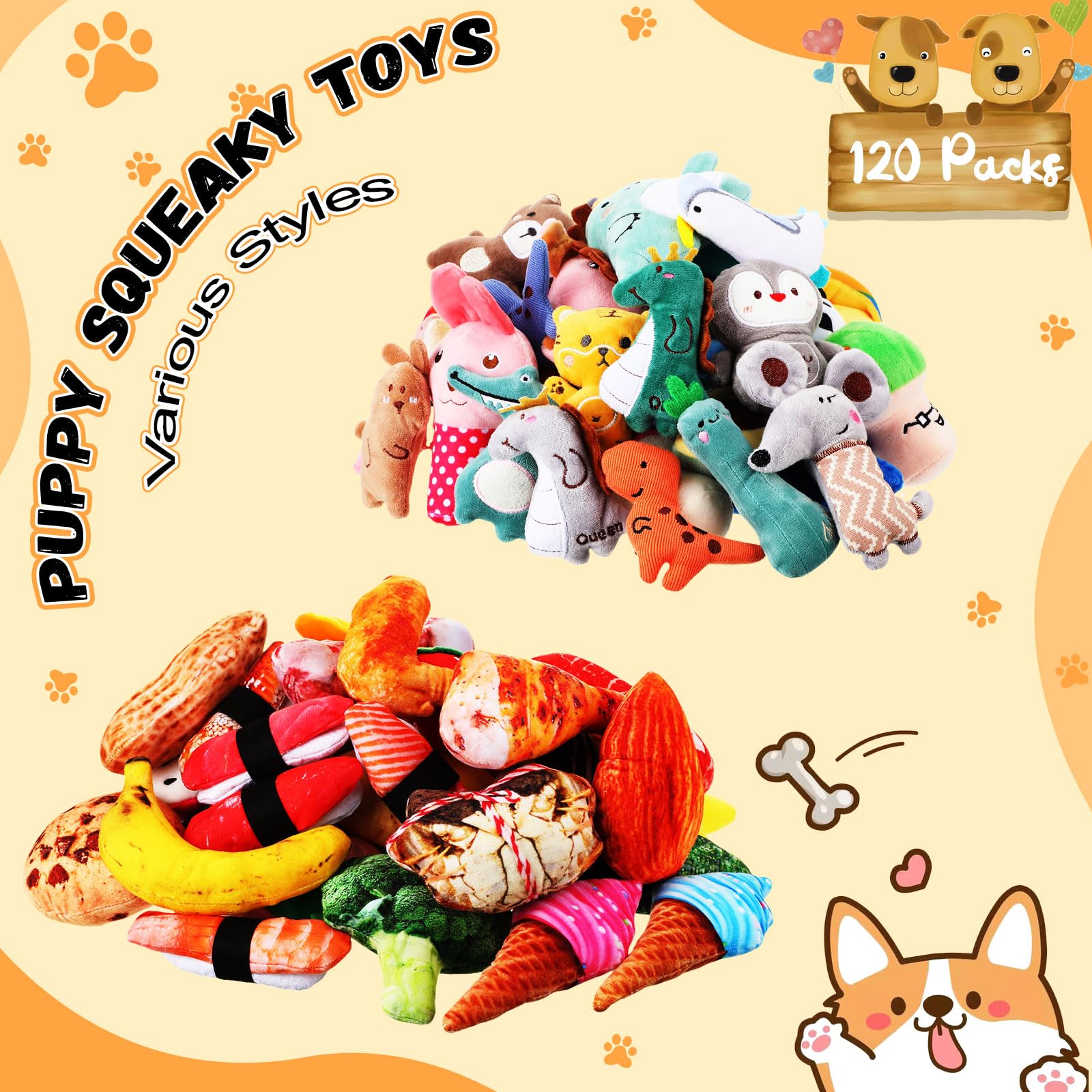 Libima colección de peluches coloridos para perros, ideal para estimular juego diario.