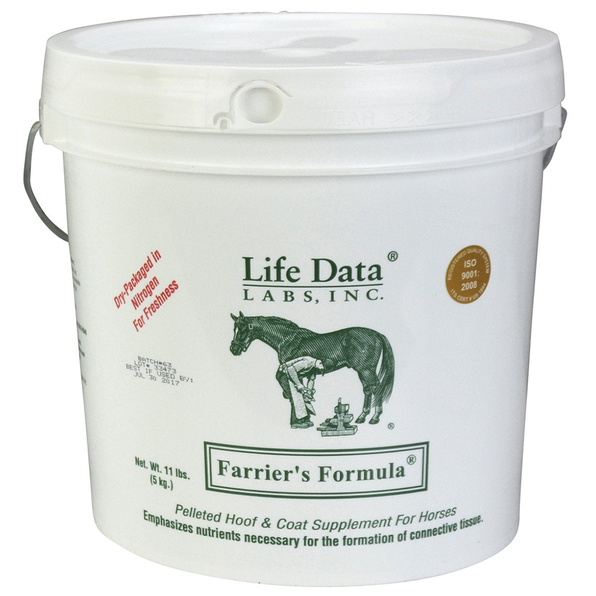 Life Data LABS Fórmula del Herrador, envase de 11 lb para caballos, promueve cascos y pelaje saludables.