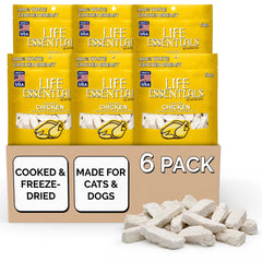 LIFE ESSENTIALS BY CAT-MAN-DOO bocaditos de pollo liofilizado para perros y gatos, snack proteico.