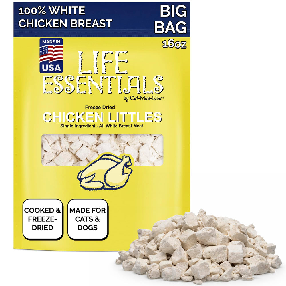 LIFE ESSENTIALS BY CAT-MAN-DOO trocitos de pollo liofilizado para gatos y perros pequeños, ideal para entrenamiento