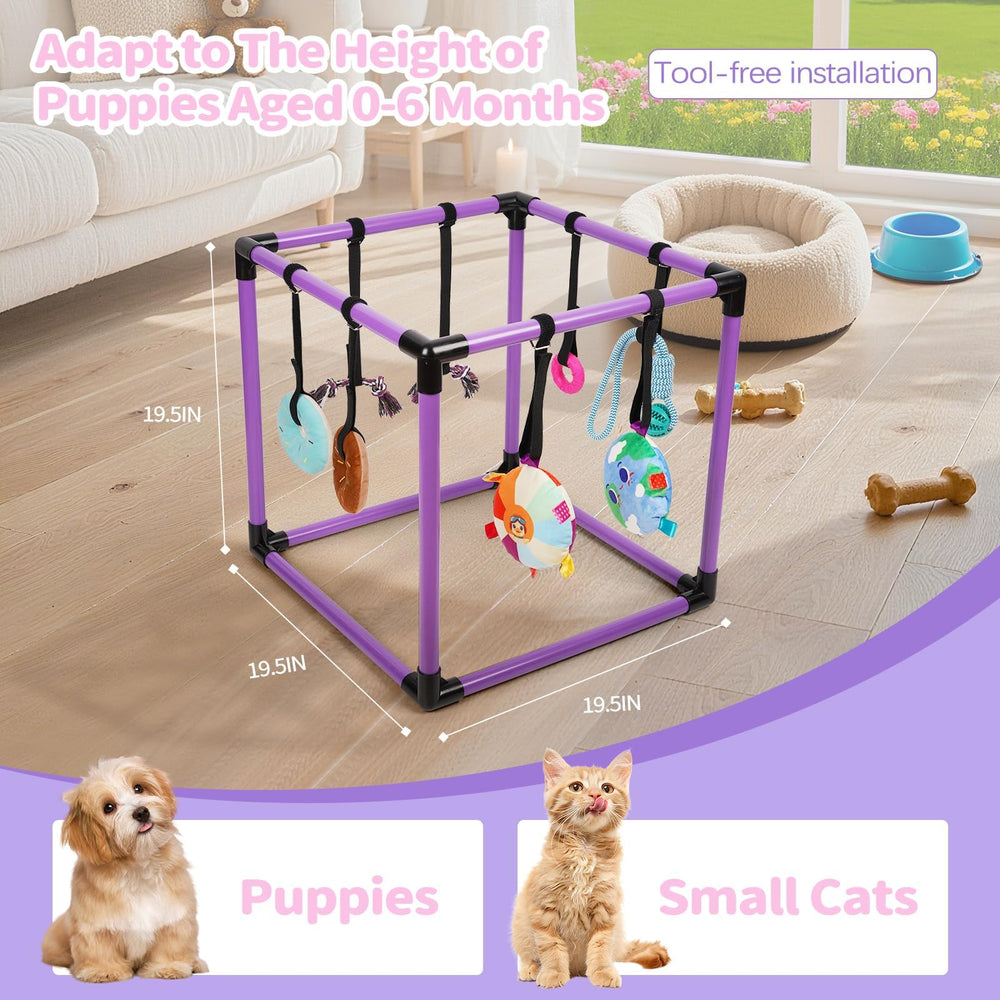 Liitrton Gimnasio para Cachorros, 8 juguetes colgantes, estimula la curiosidad y la exploración.