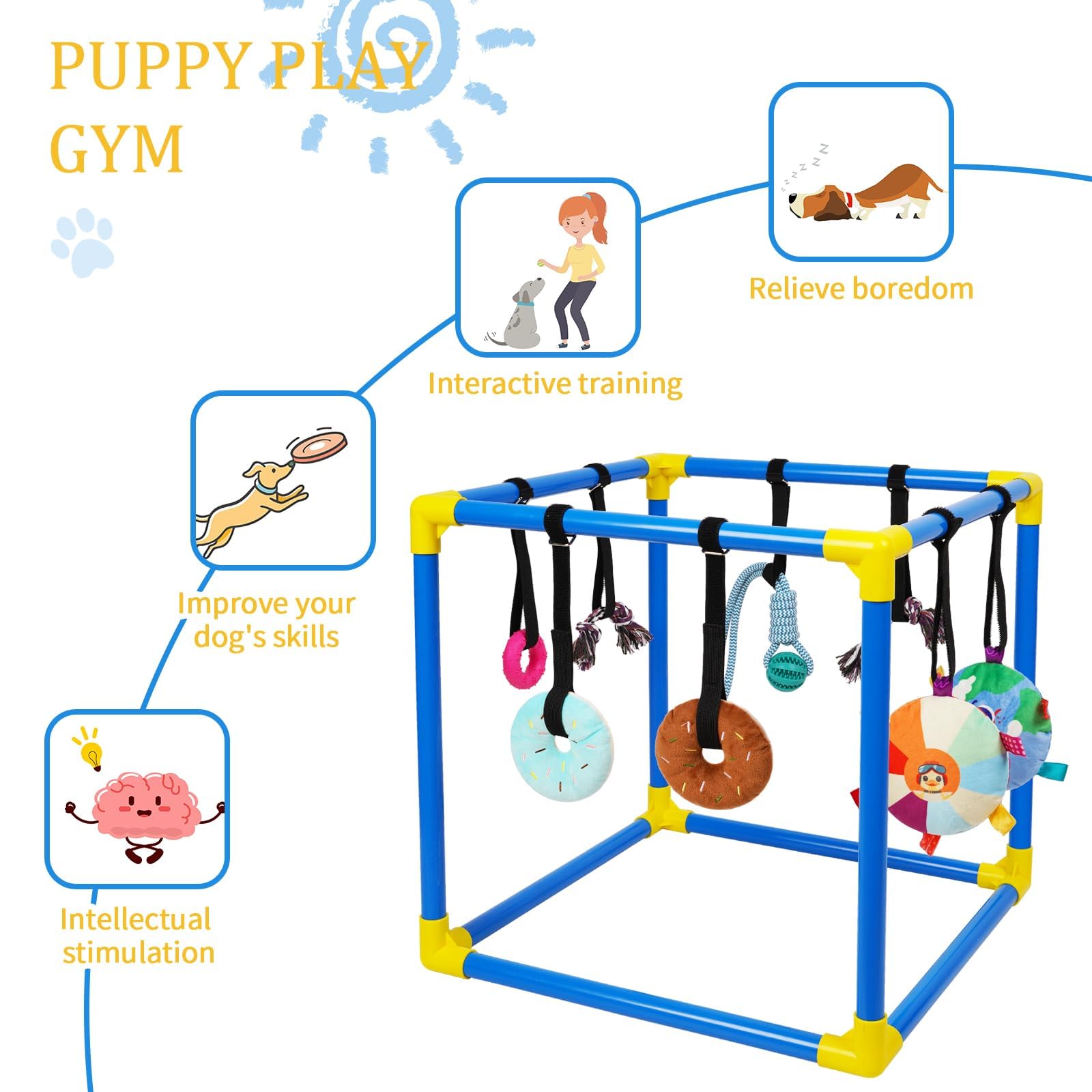 Liitrton Puppy Play Gym tamaño compacto ideal para interiores.