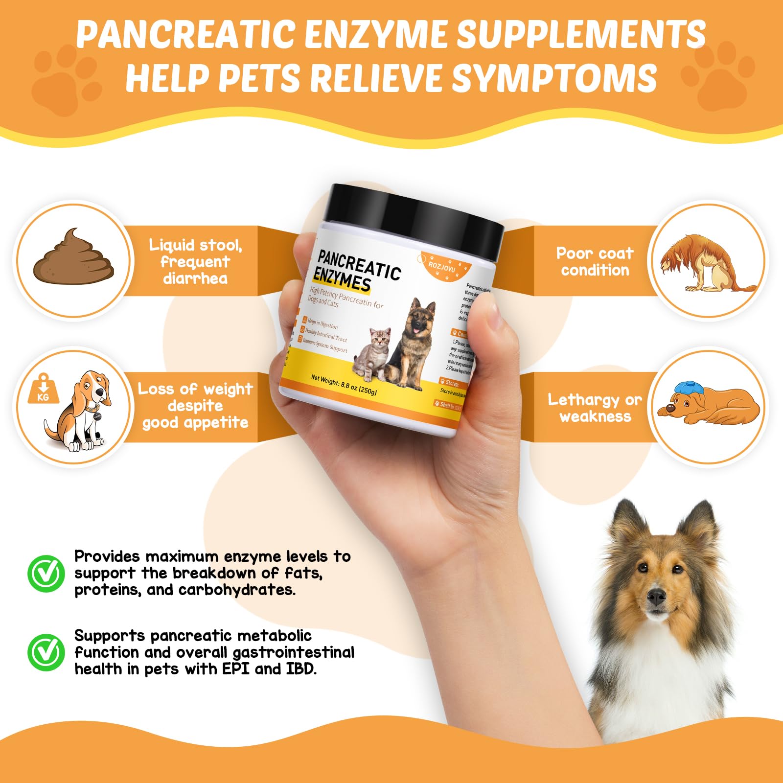 Liovsiso digestiva optimizada para perros, polvo con fórmula 10x para apoyo digestivo.