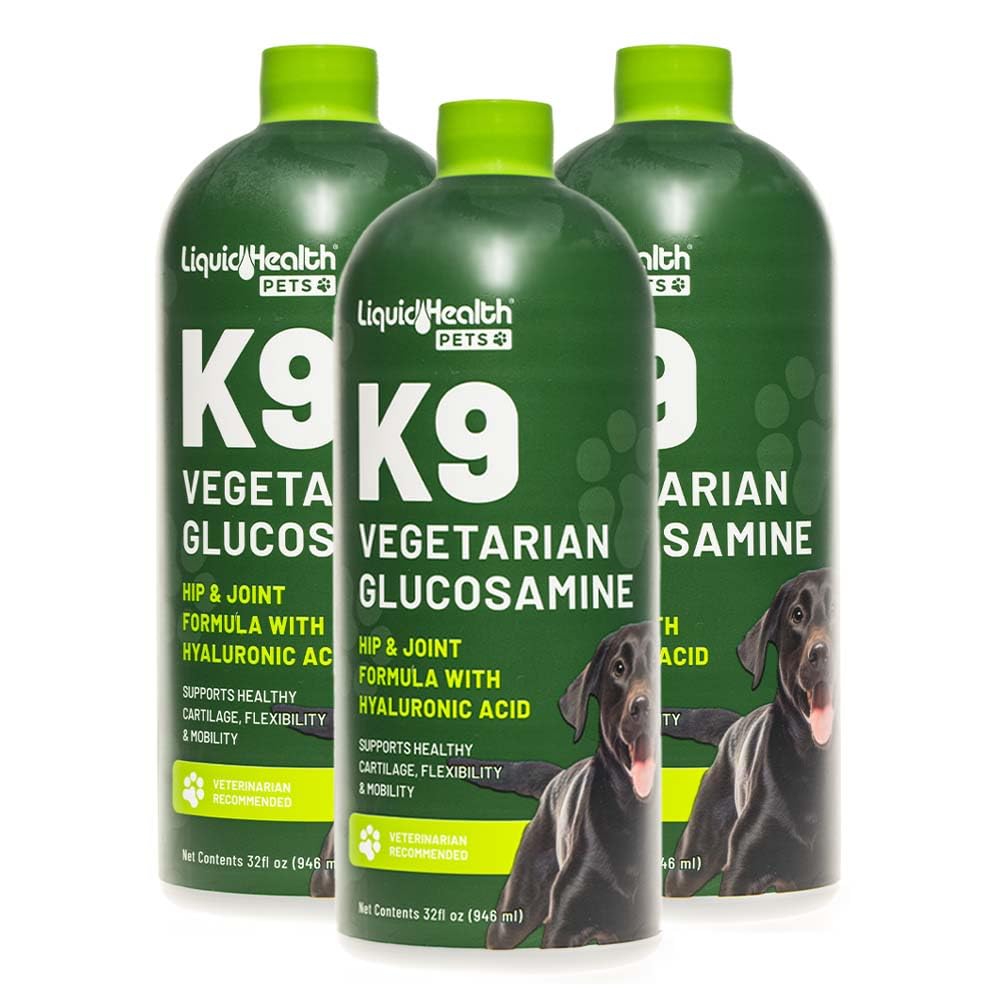 LIQUIDHEALTH Pets K9 glucosamina en bote para articulaciones saludables.