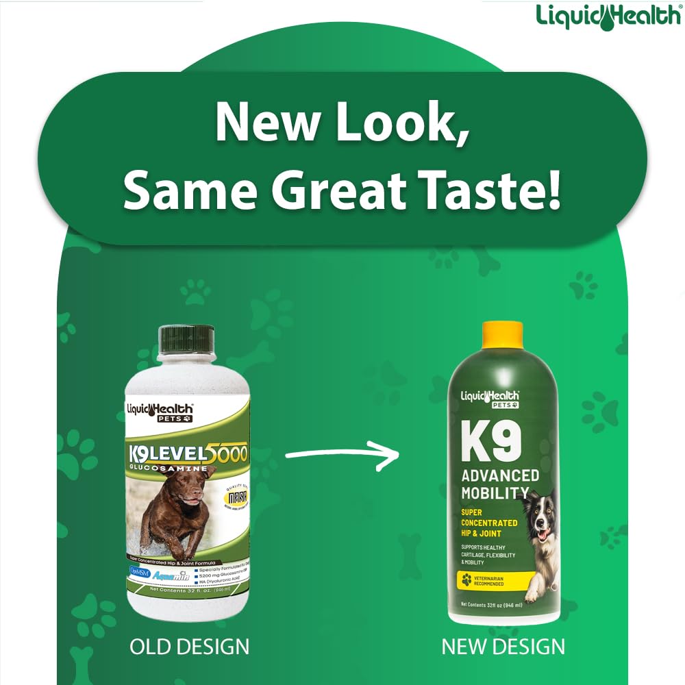 LIQUIDHEALTH Pets K9 Glucosamina, porción diaria para movilidad potencial
