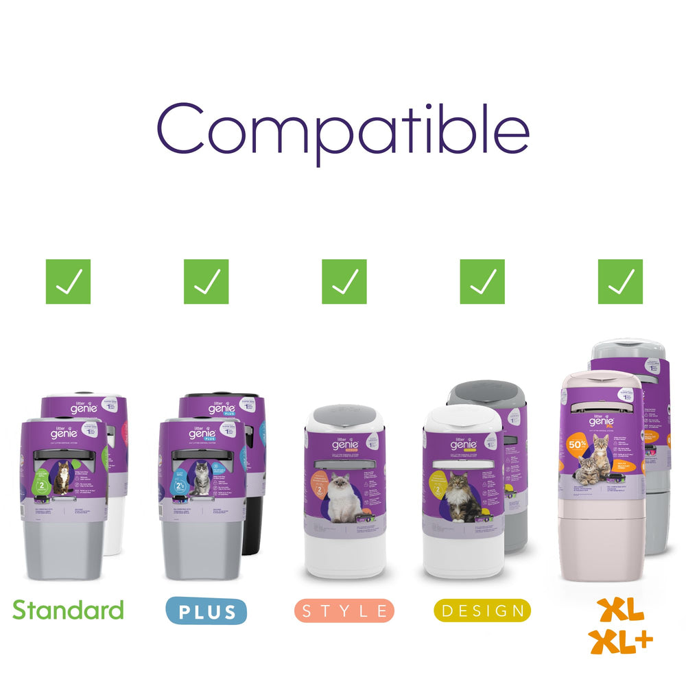 Litter Genie cubetas compatibles para un reemplazo rápido.