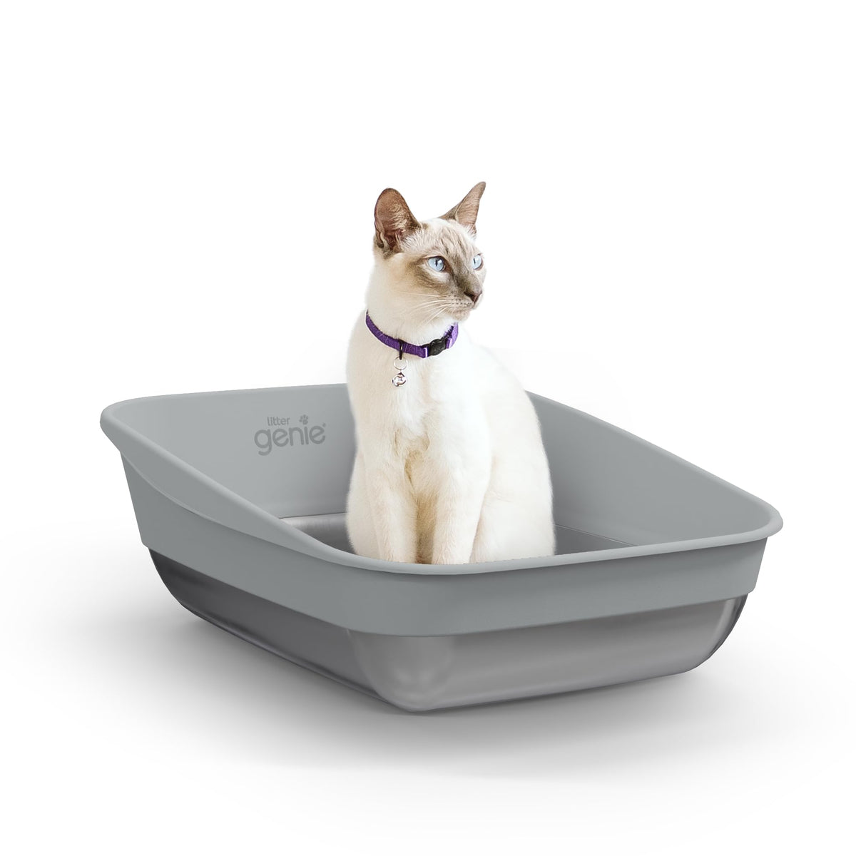 Base inoxidable de Litter Genie Platinum para limpieza rápida y duradera.