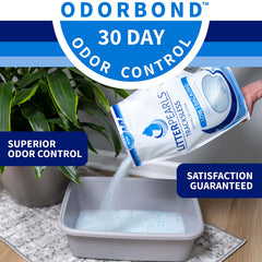 Litter Pearls Odorbond ofrece control de olores al contacto en este producto