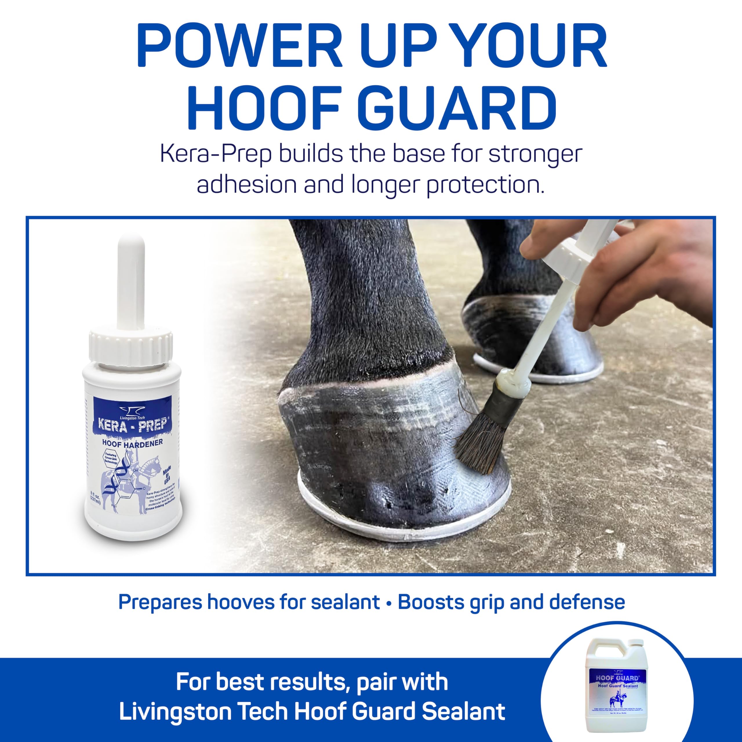 Proteccion-humedad con Kera Prep en cascos activos del caballo.