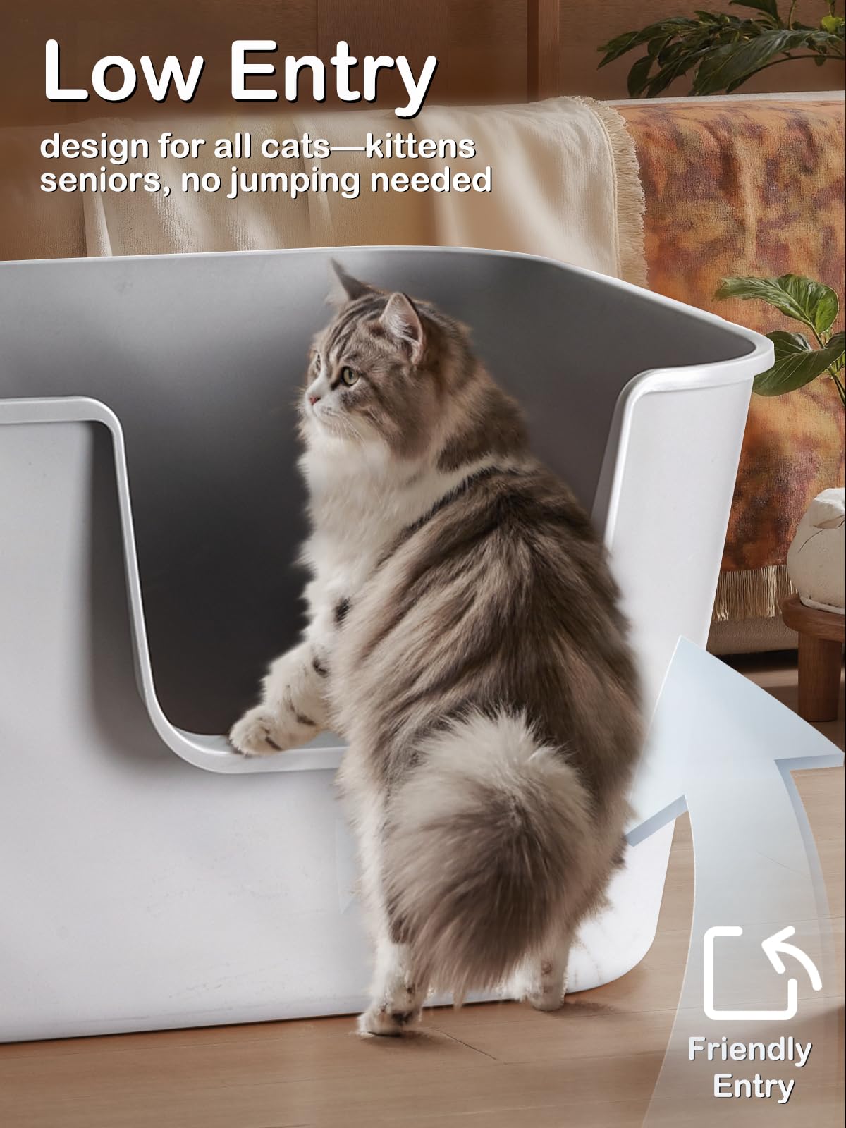 LivLab Mker caja para gatos superficie lisa facilita limpieza rápida