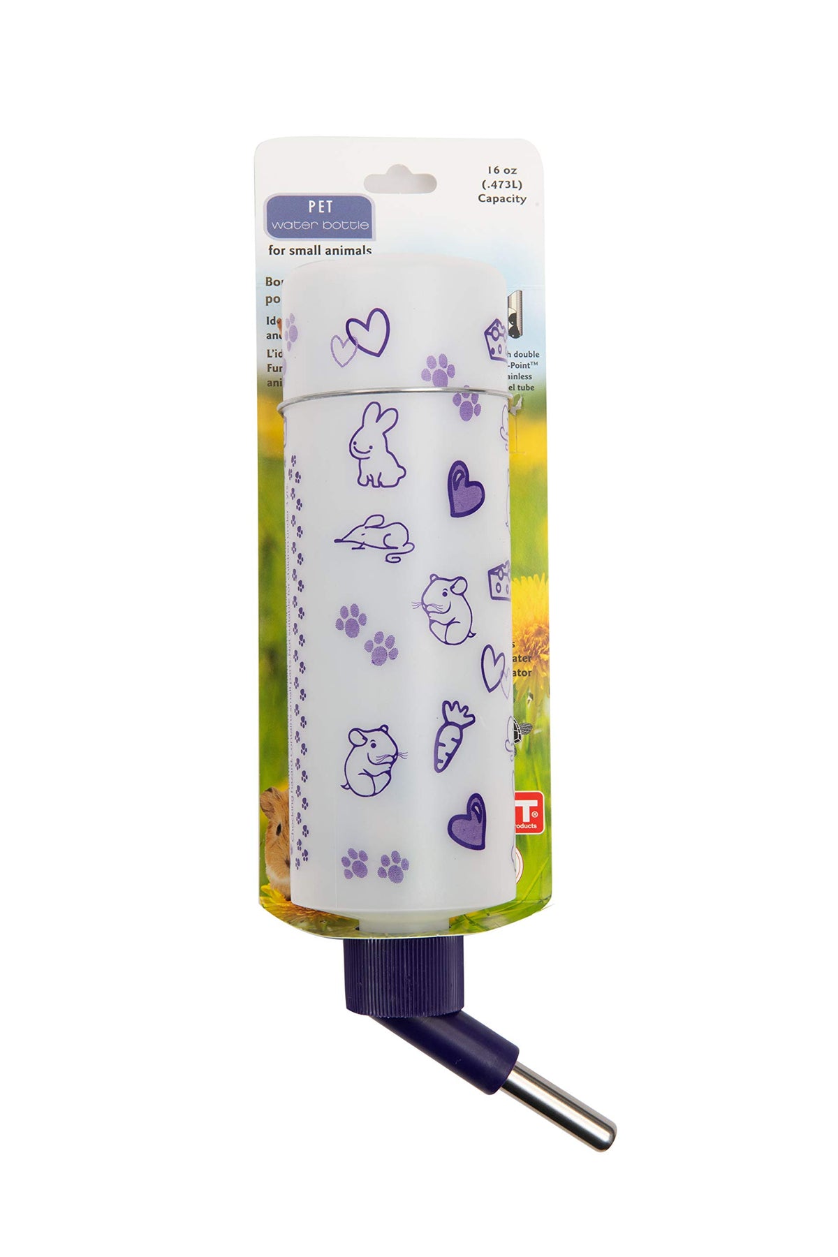 Botella Lixit para jaula con tubo de acero inoxidable y color brillante.