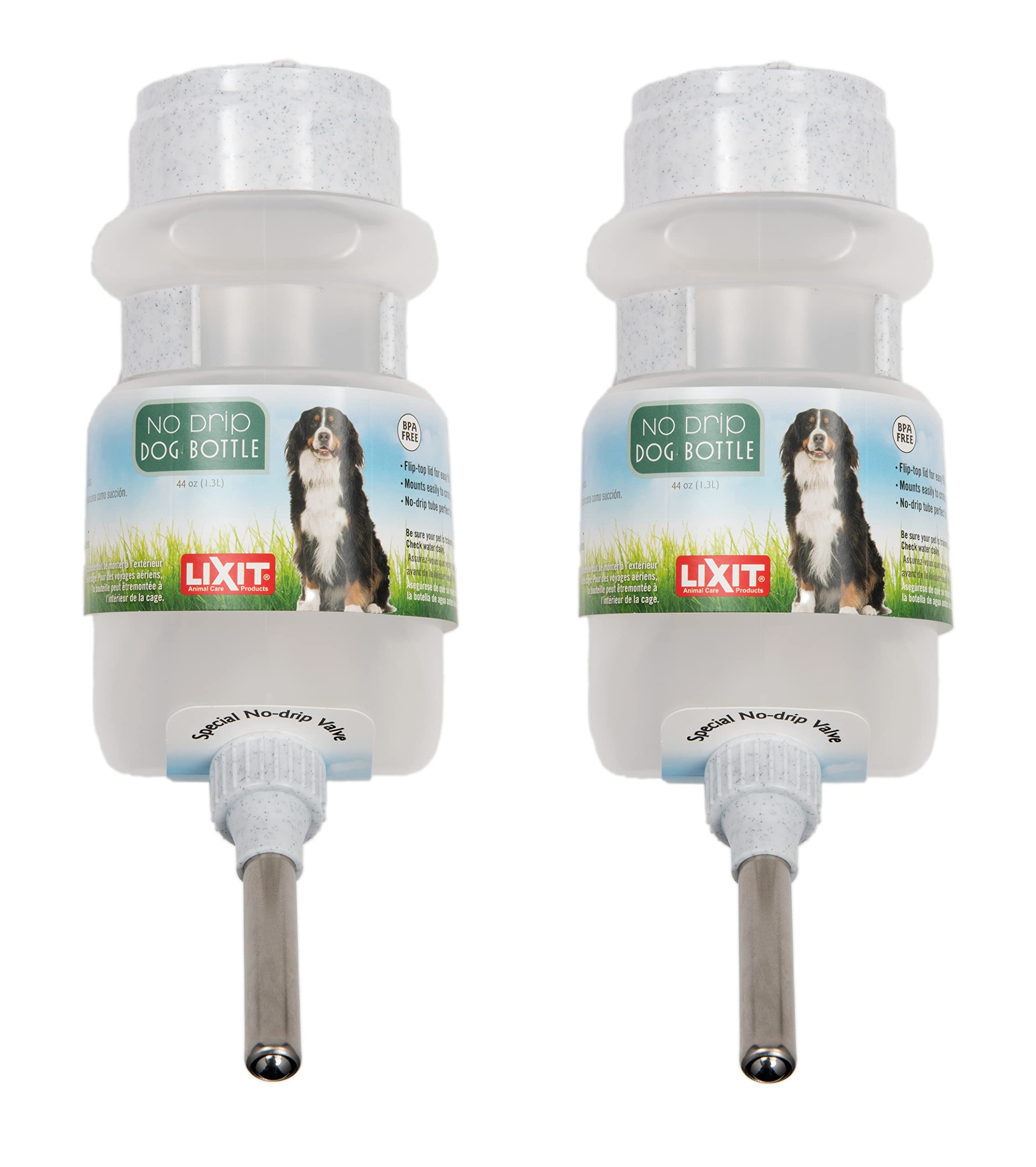 Lixit Top Fill 44 oz en blanco, sin goteo para perros grandes.