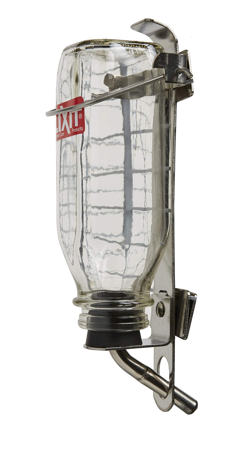 Lixit botella de vidrio con tubo grande para aves facilita el flujo de agua