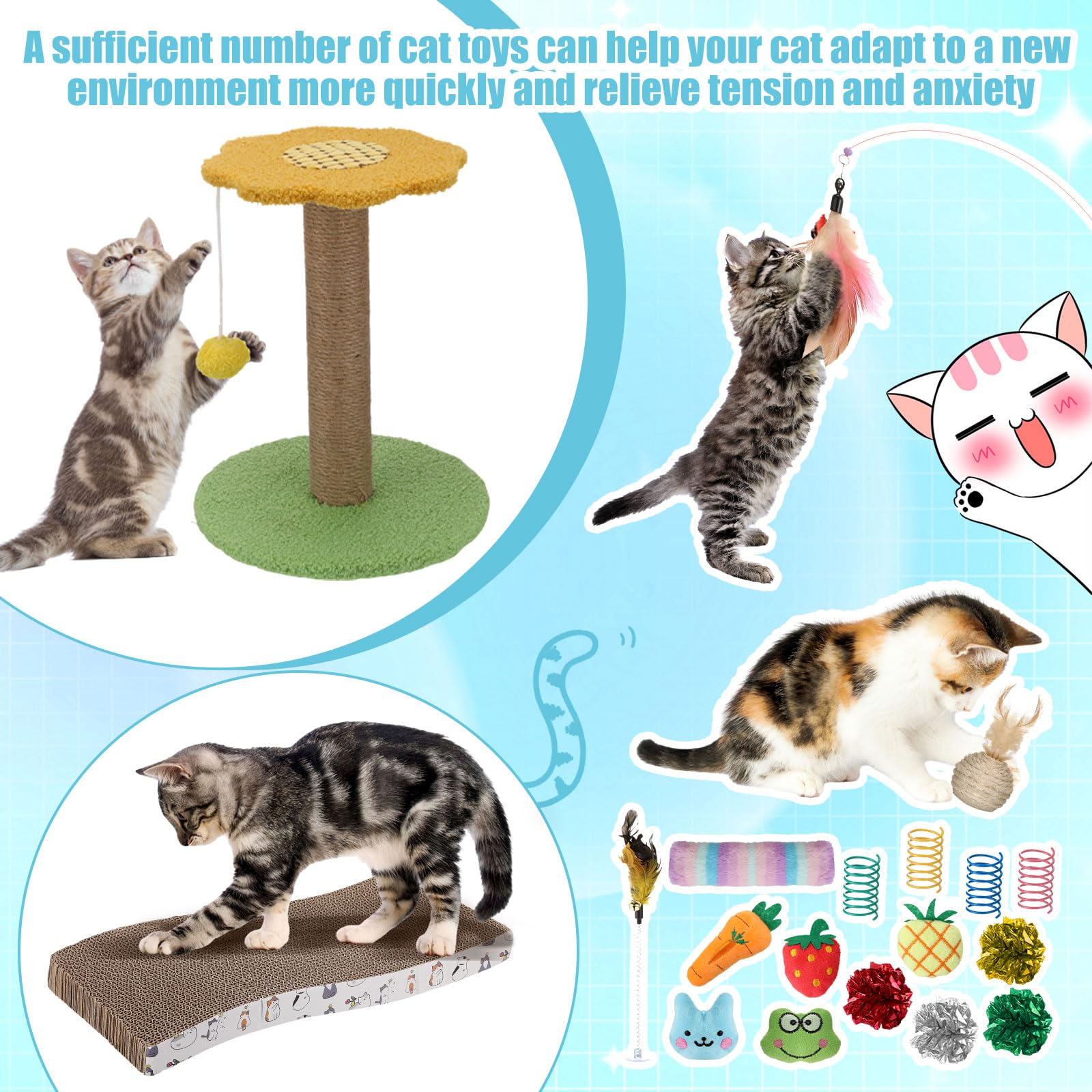 Locmeo kit gatitos: poste de escalada para ejercicio y juego.