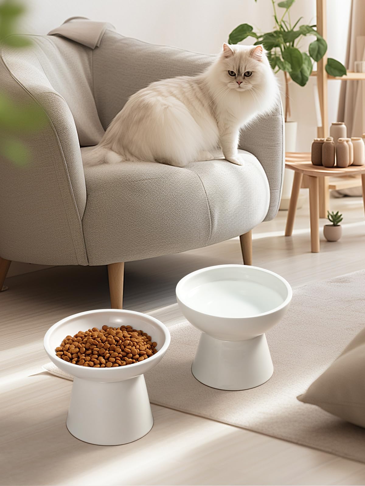LoeJan conjunto de cuencos elevados para gatos, ideal para casa.