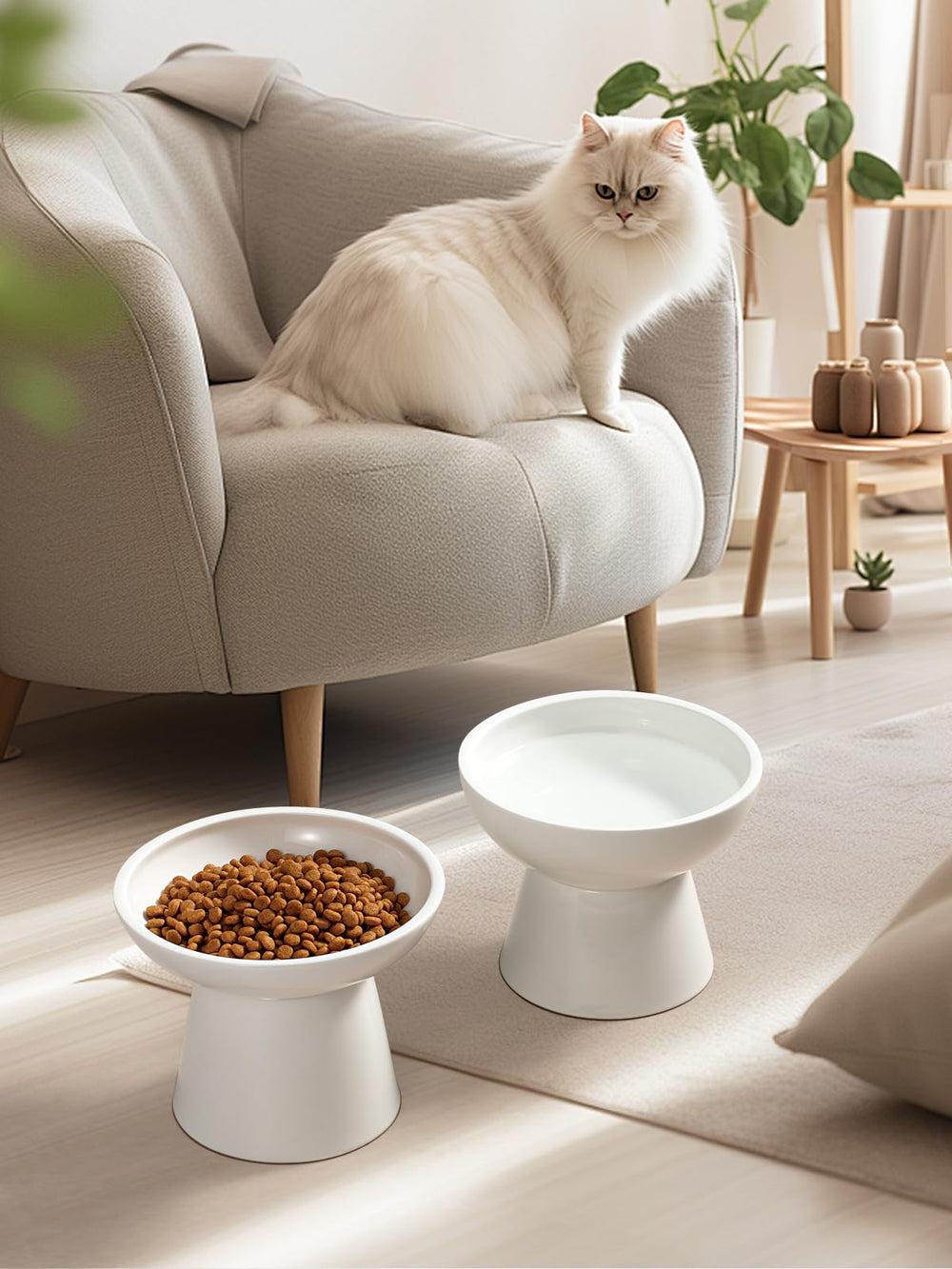 LoeJan conjunto de cuencos elevados para gatos, ideal para casa.