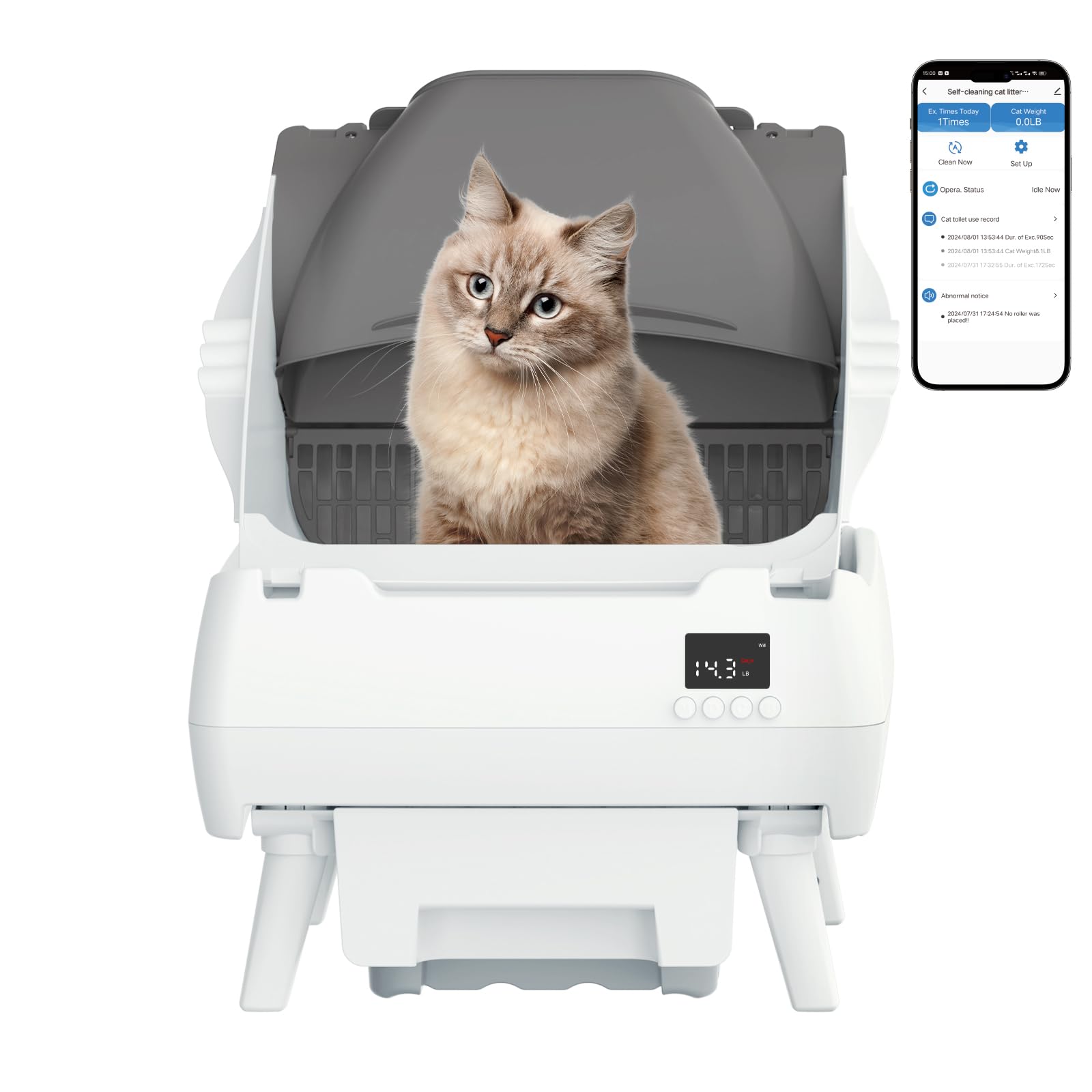 Lohhuby caja de arena automática con diseño abierto para gatos medianos