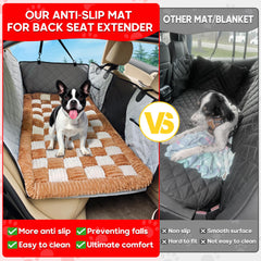 Loiion manta para perros con patrón de cuadros en coche, confort para trayectos.