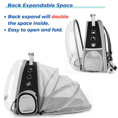 Interior expandible de la mochila Lollimeow para más espacio y comodidad