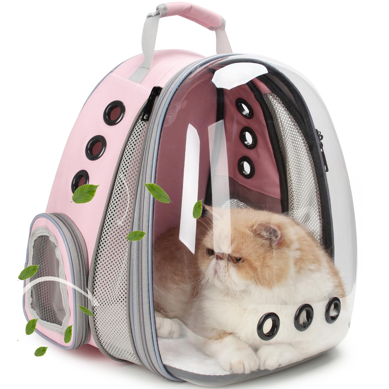 LOLLIMEOW mochila para gato con ventana burbuja panorámica, observa el entorno con seguridad.