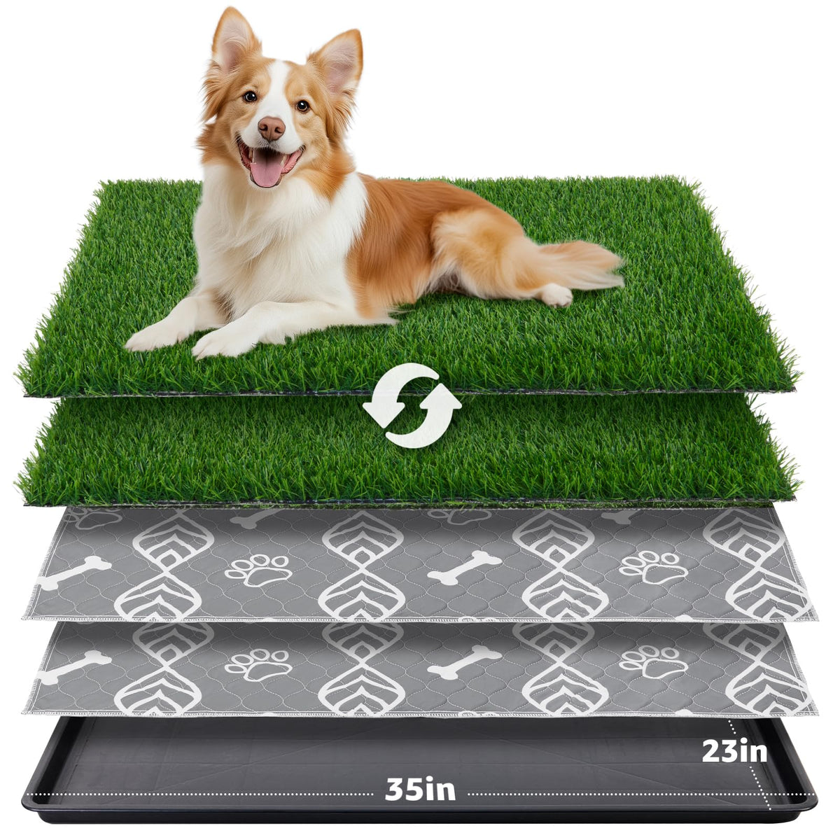 LOOBANI bandeja-hierba grande para perros 35x23 pulgadas, entrenamiento sin suelos sucios.