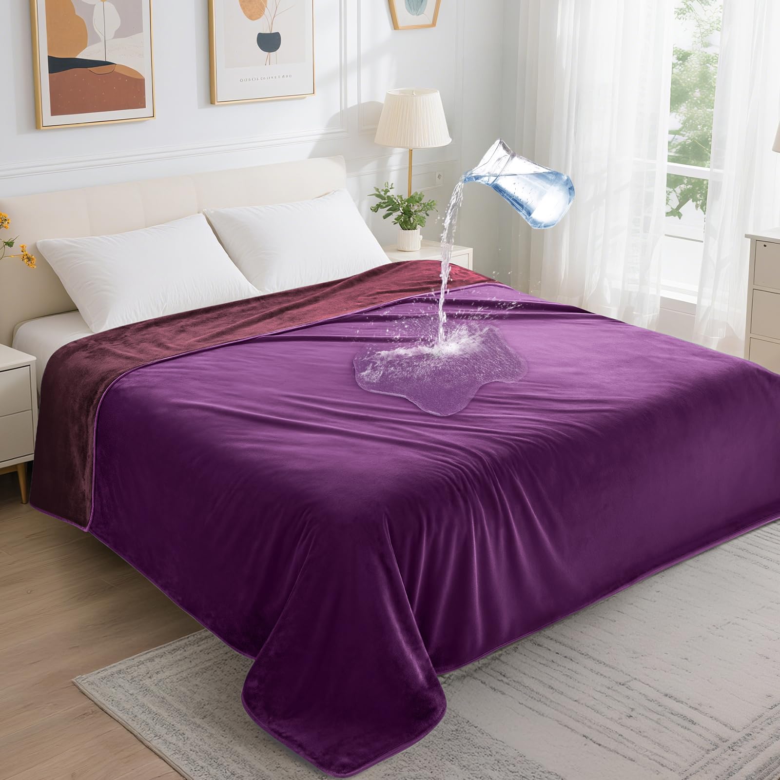 LOOBANI manta impermeable para cama king protege derrames y manchas
