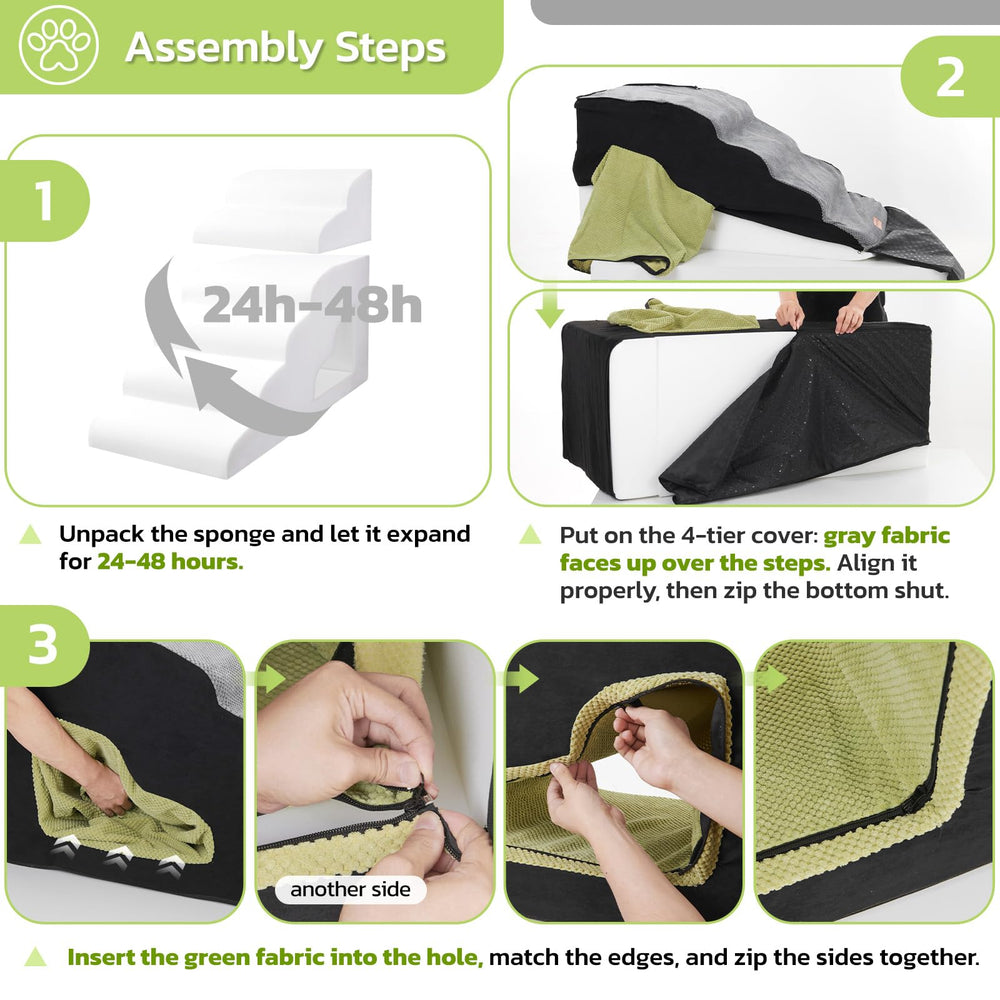 LOOBANI escaleras para perro con funda corduroy lavable para limpieza fácil.