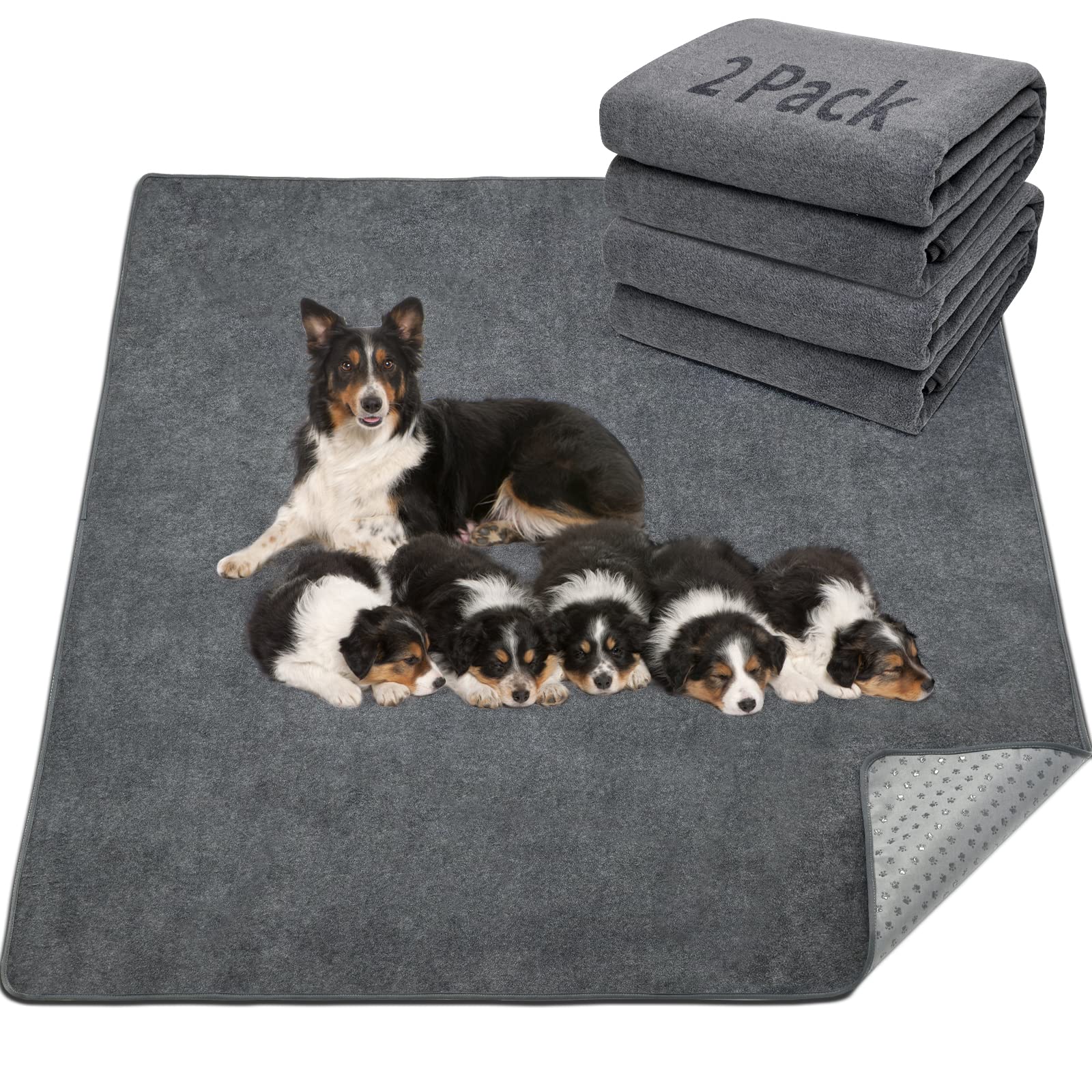 LOOBANI tapete lavable para perros, 2-pack, gran cobertura 31x36in
