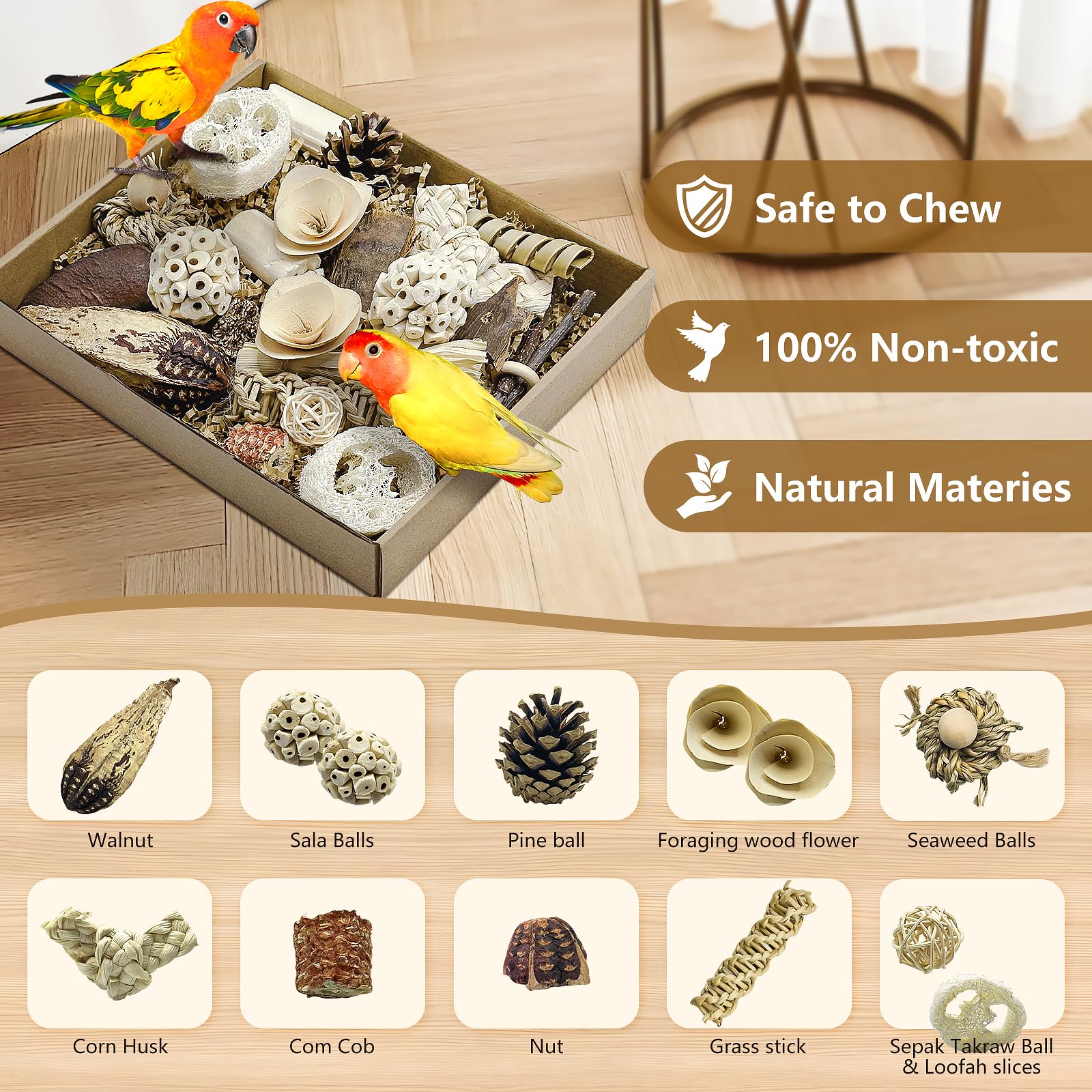 LOPERDEVE forraje snacks en caja: relleno con golosinas para aves curiosas