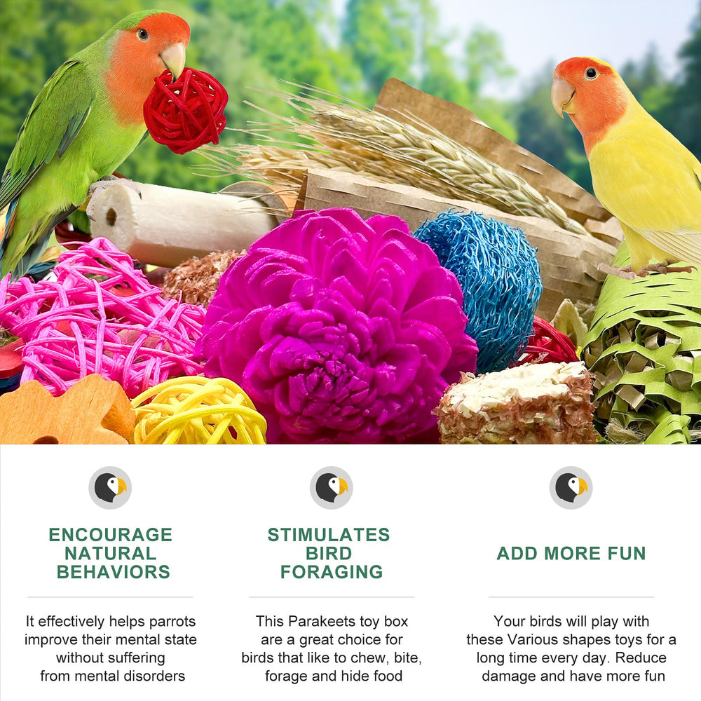 Juguete LOPERDEVE colorido para aves pequeñas, ideal para forraje y exploración.