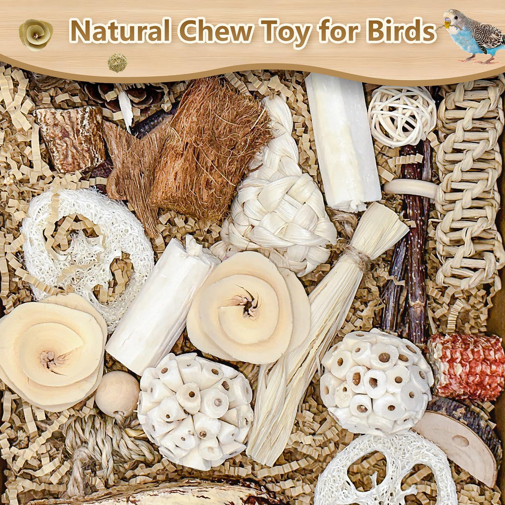 LOPERDEVE materiales-seguros-aves: madera natural y fibras ecológicas para masticar