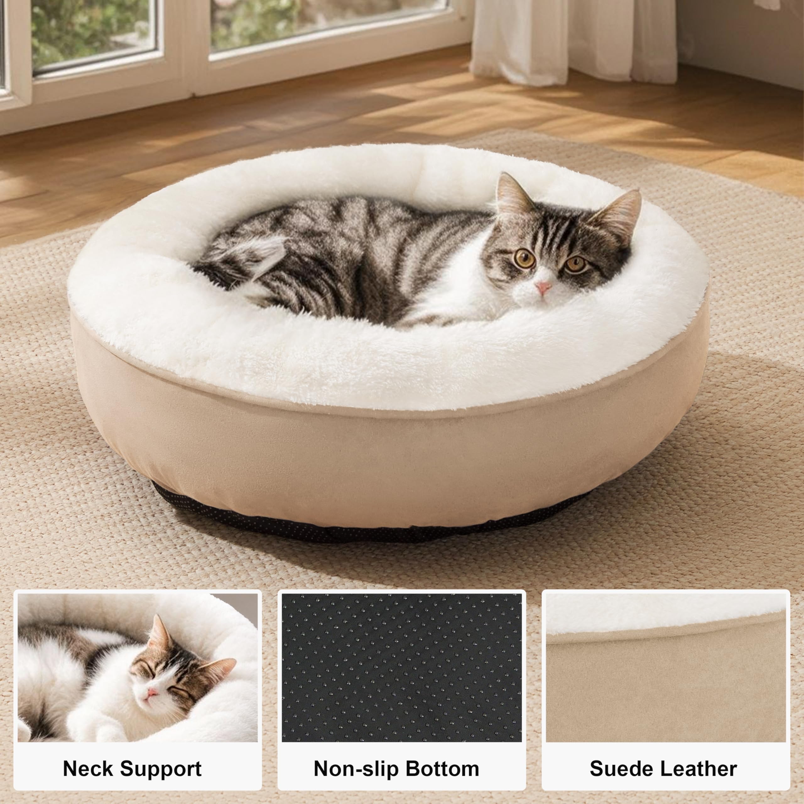 Love's cabin cama-donut-bordes-subidos, soporte para cabeza y cuello durante el descanso.