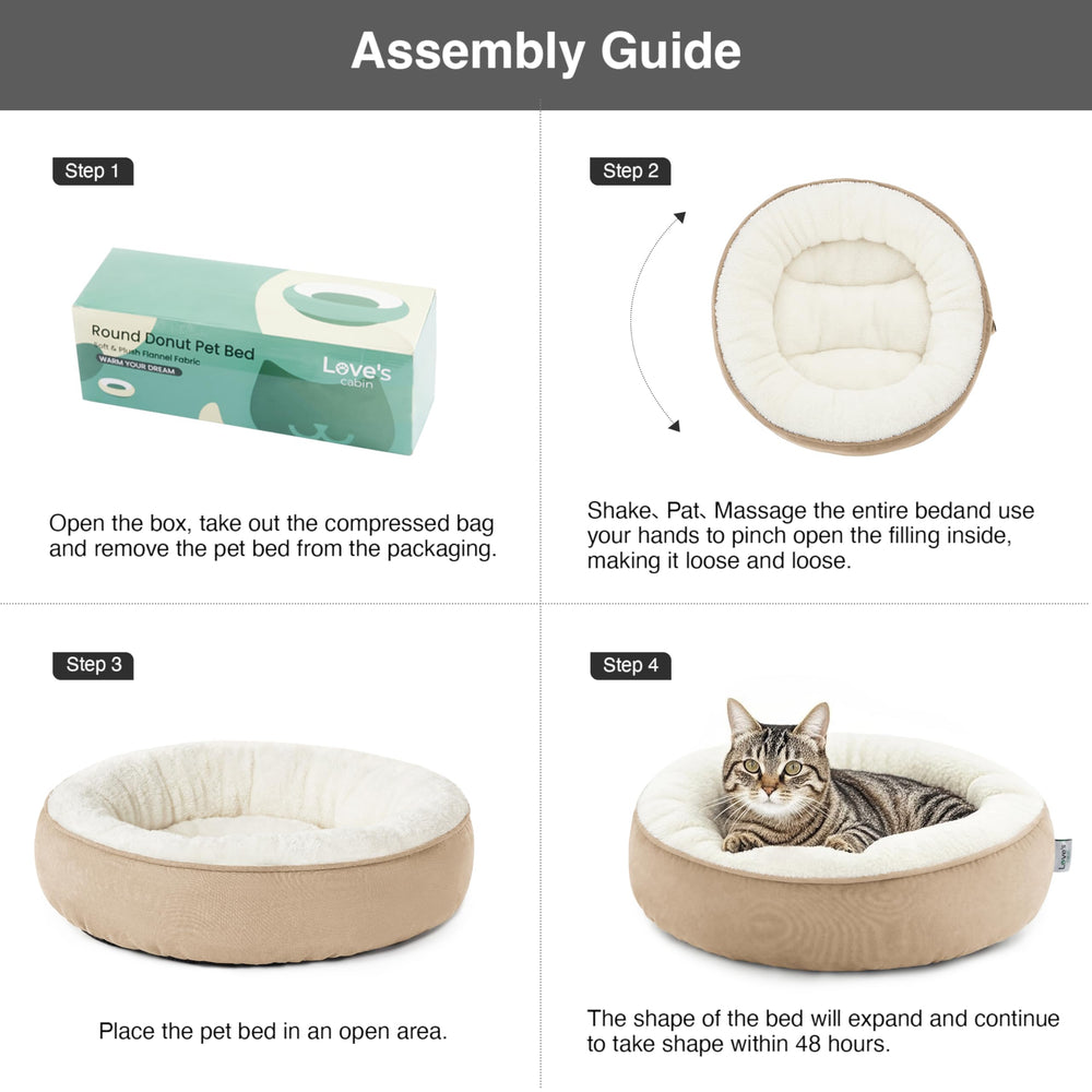 Love's cabin cama-donut-comodidad-mascotas, ideal para gatos y perros pequeños.