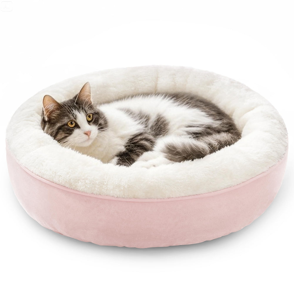 Love's cabin cama donut roja para gatos y perros pequeños, refugio cómodo.