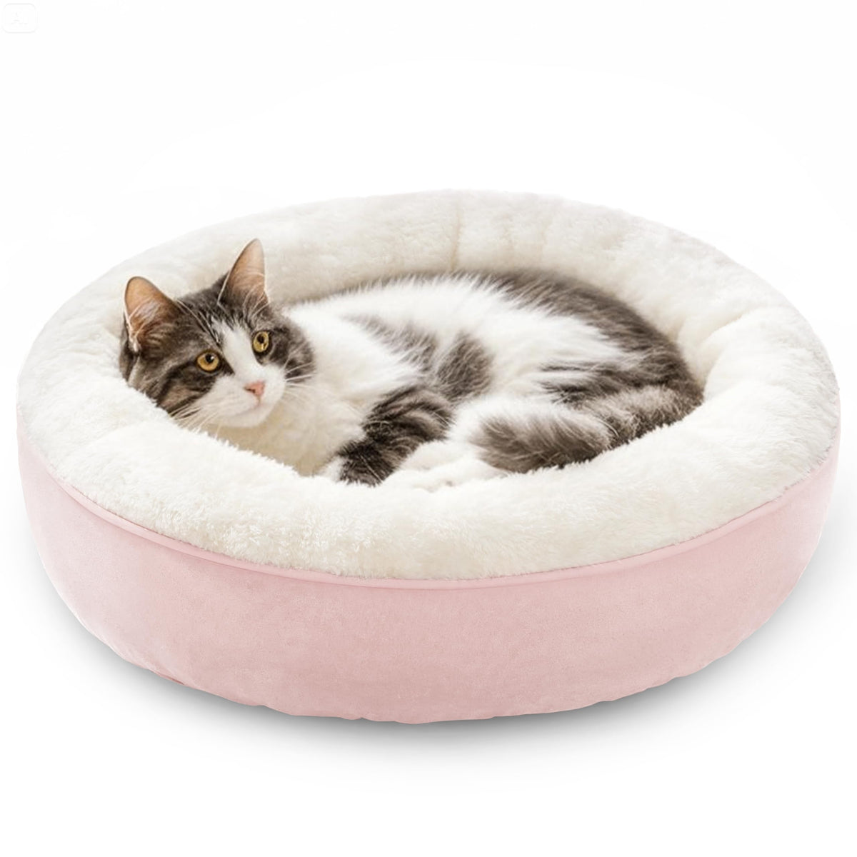 Love's cabin cama donut roja para gatos y perros pequeños, refugio cómodo.