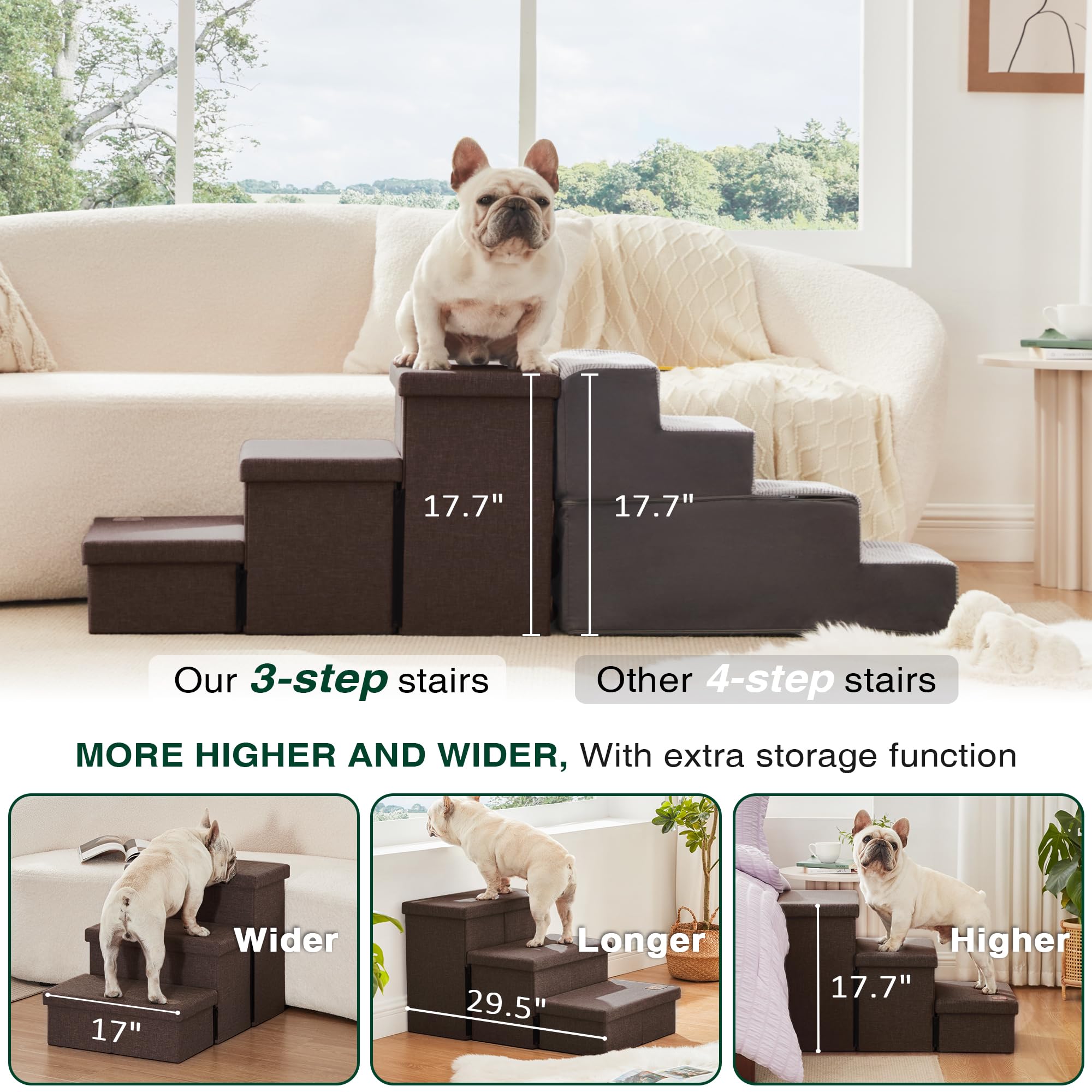 Love's cabin escalera con almacenamiento para mascotas, organiza mantas y ropa de cama