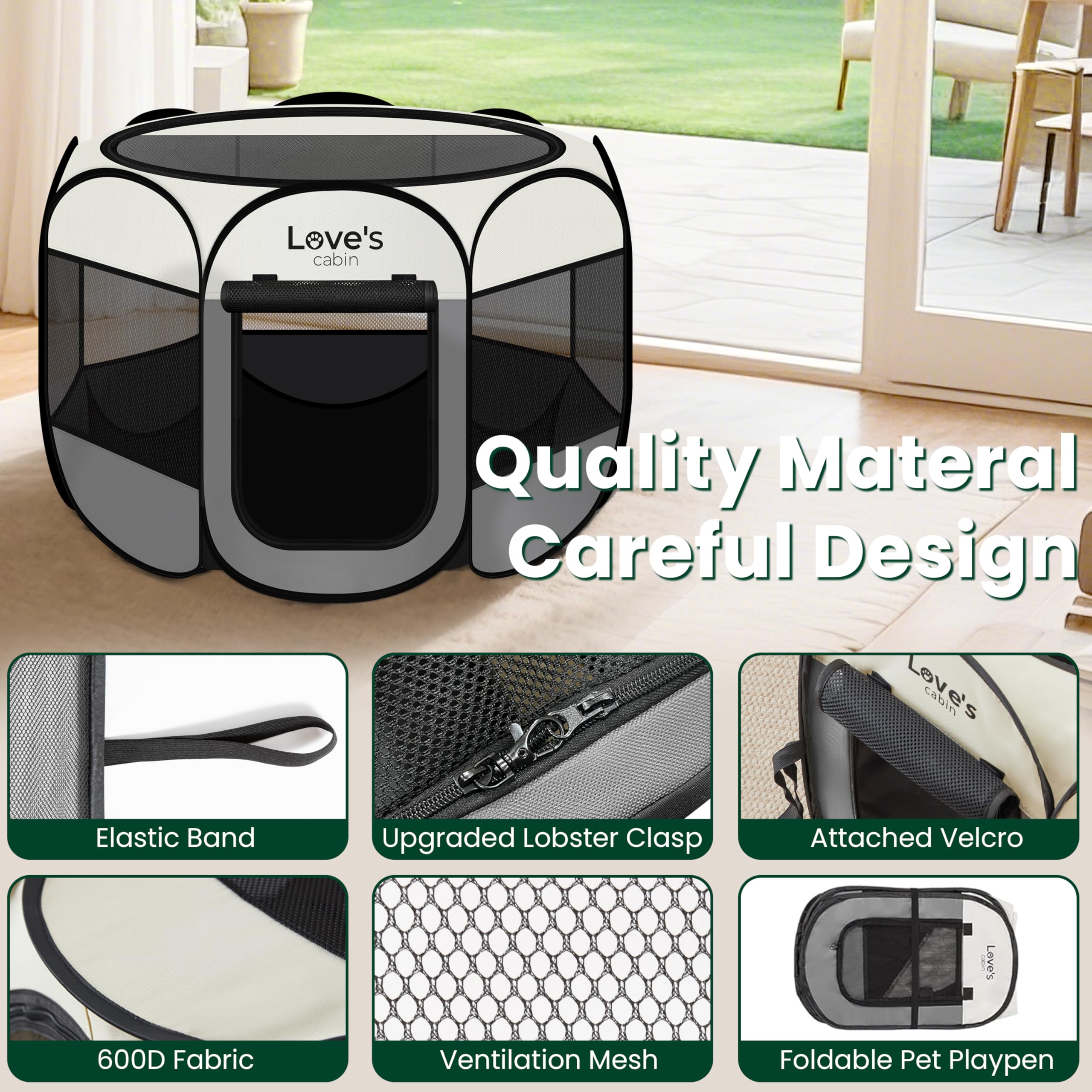 Love's Cabin Playpen estructura plegable y bolsa de transporte incluida