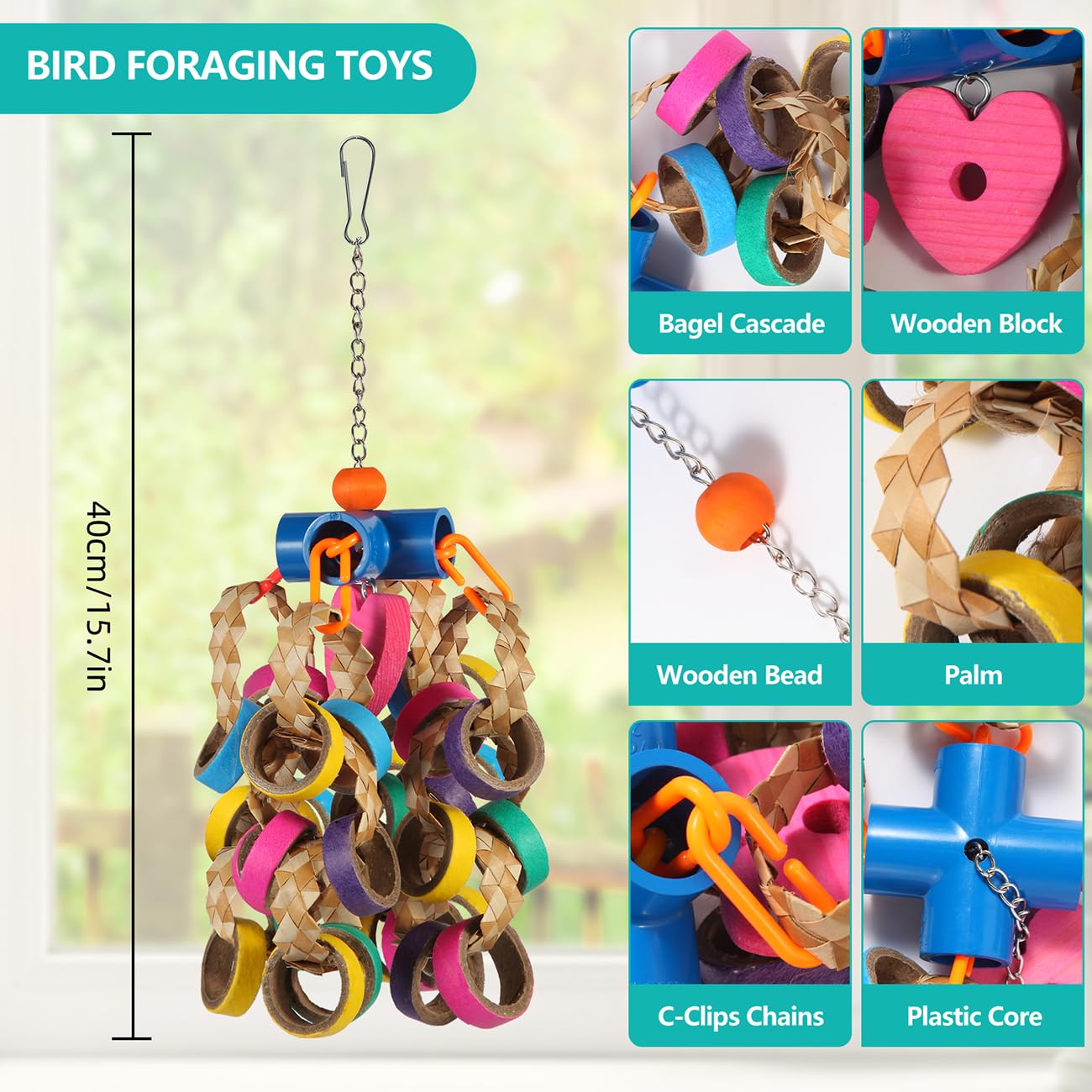LovyoCoCo anillos bagel palma maíz para aves para juego seguro