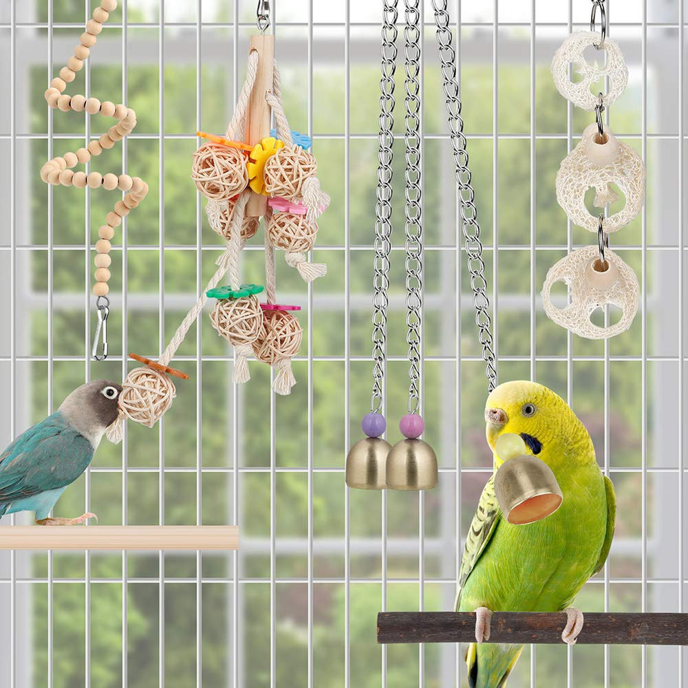 lovyoCoCo Campana colgante para aves, estimula juego sonoro.
