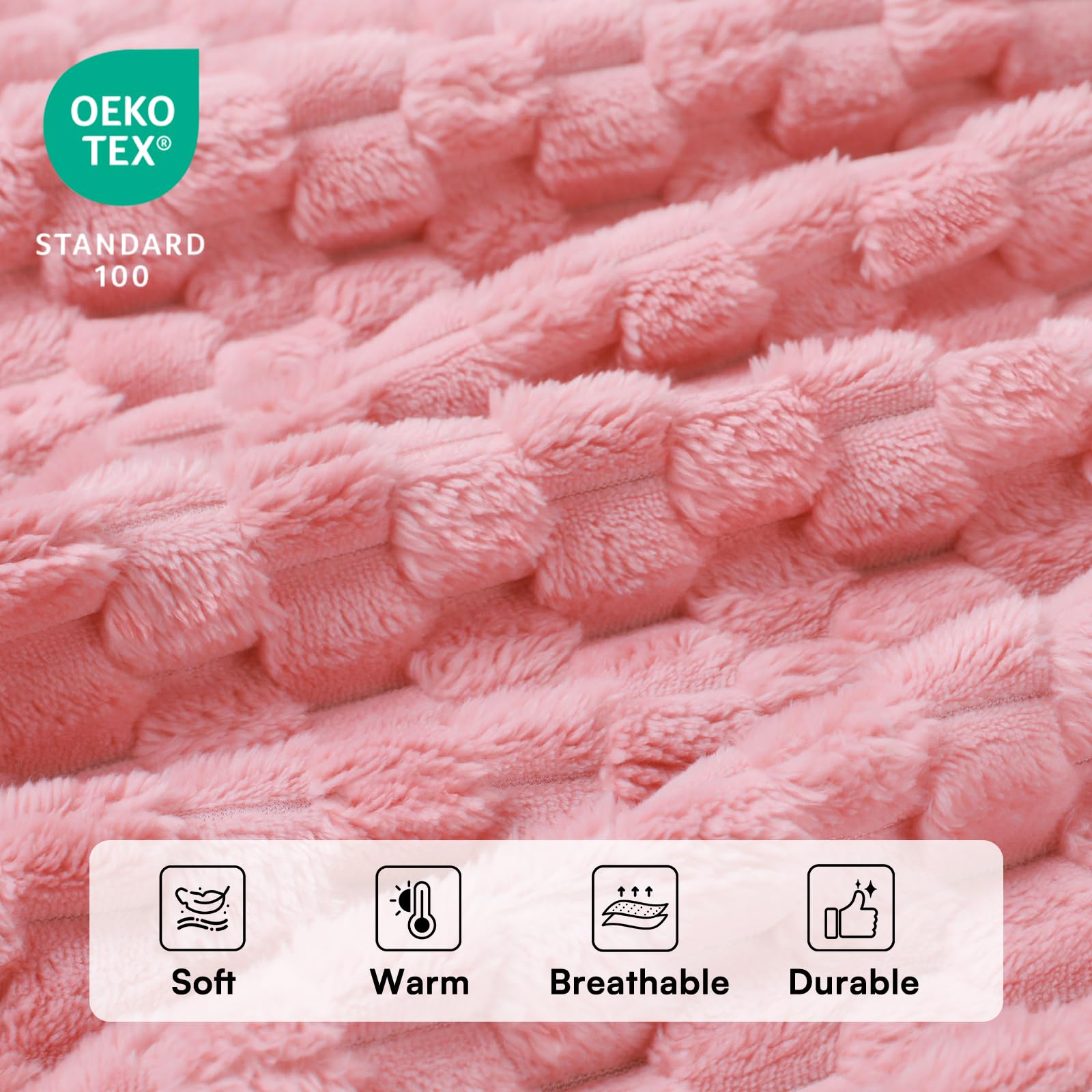 Luciphia manta fleece 300GSM, detalle 3D jacquard, tejido suave y duradero