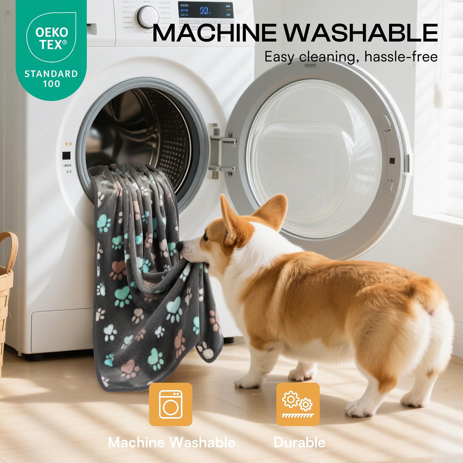 Luciphia manta con diseño de patitas, cama suave para mascotas.