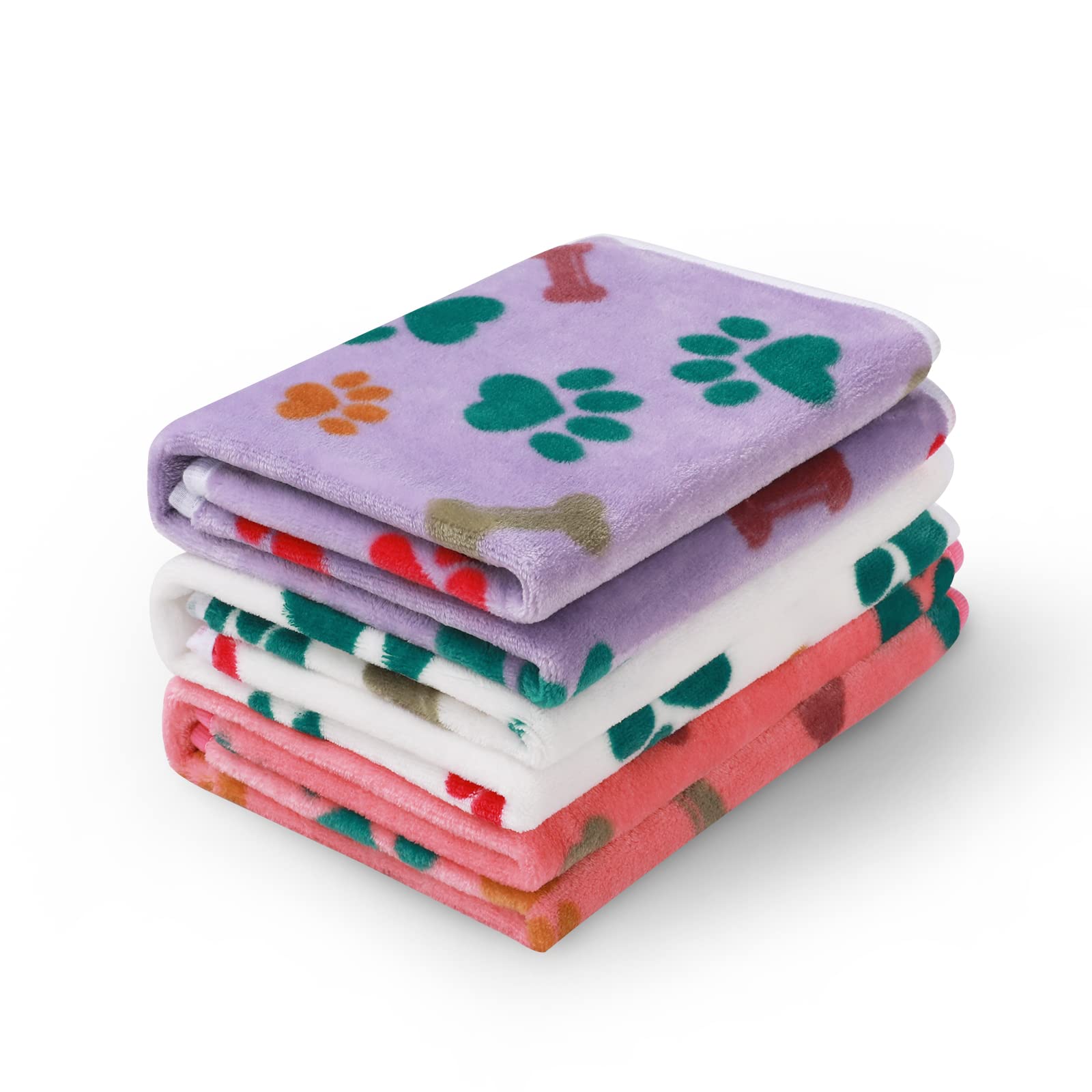 Luciphia pack de 3 couvertures peluche motif patte-os, protection douce pour animaux.